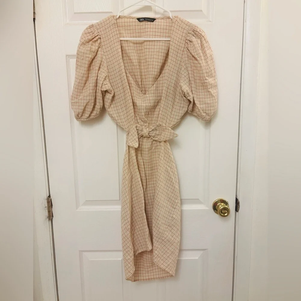 Zara Cut Out Linen Blend Dress Size M - Picture 5 of 11